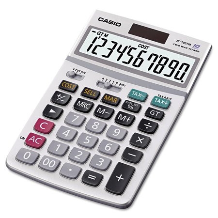 CASIO JF100MS Desktop Calculator, 10-Digit LCD JF100BM
